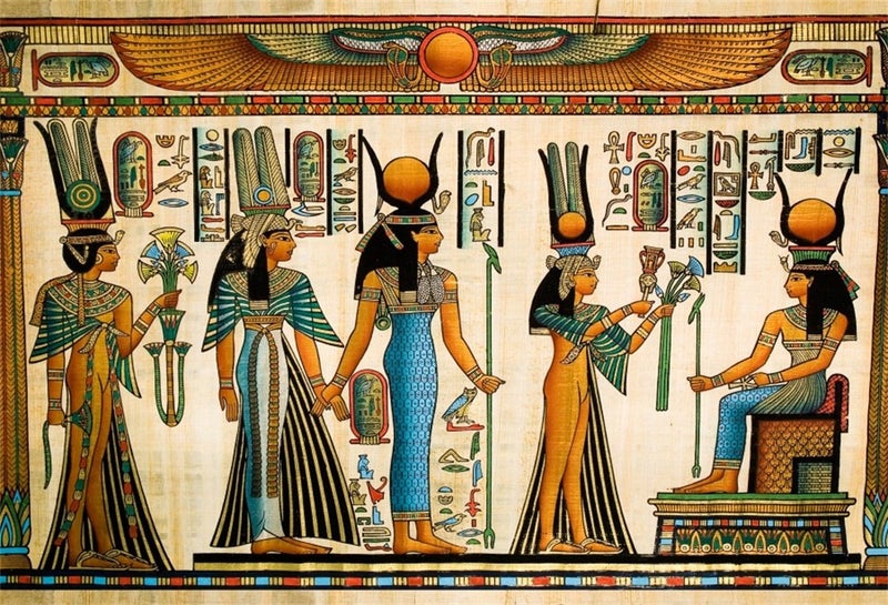 LFEEY 10x8ft Greek Gods Backdrop for Photography Egyptian Decor Gods of Egypt Backdrops Ancient Egyptian Mythology Sphinx Egypt Parchment Hieroglyphic Photo Background Photoshoot Booth Studio Props - Image 1